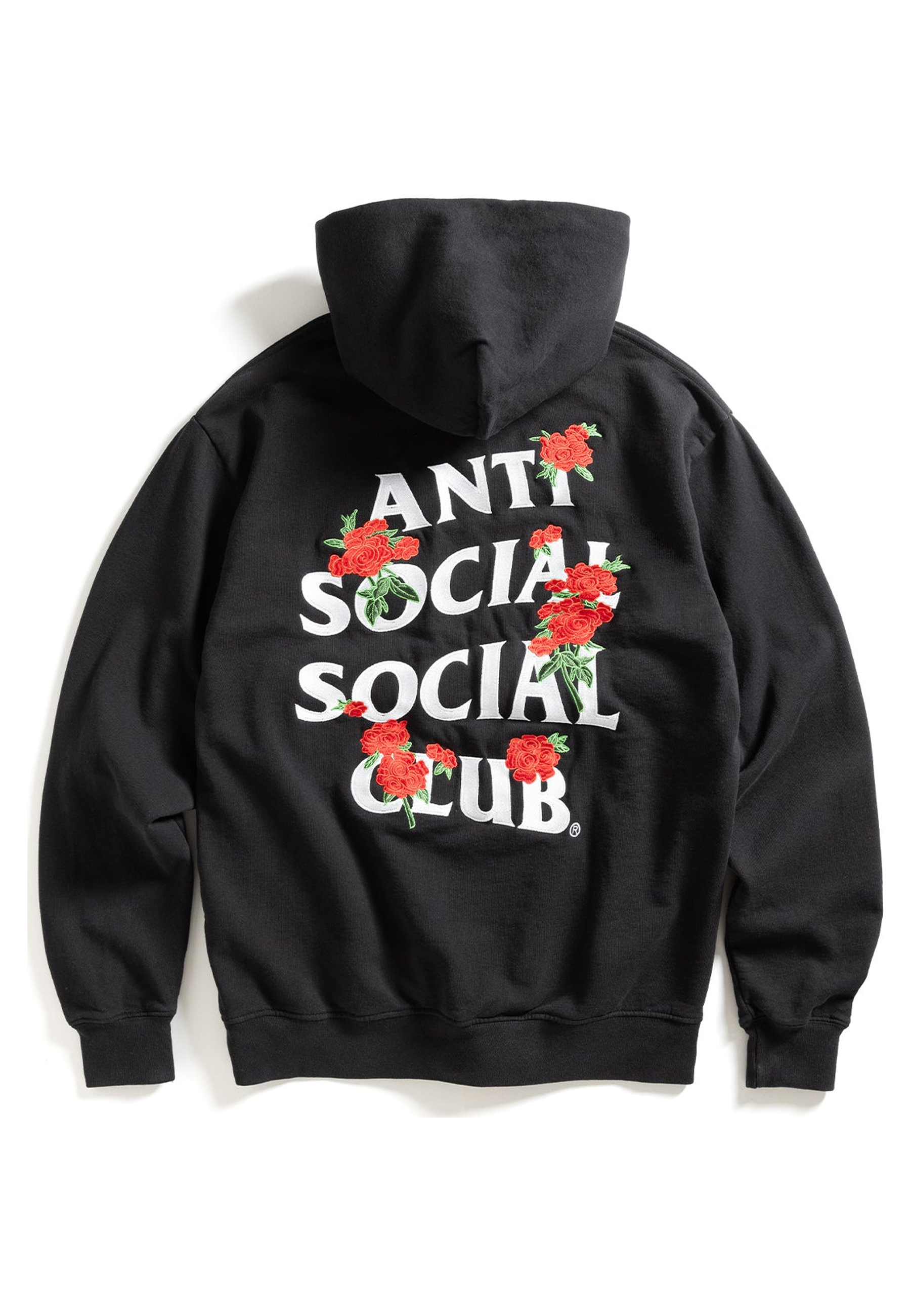 Anti Social Social Club Embroidered Rose Kkotch Hoodie Black