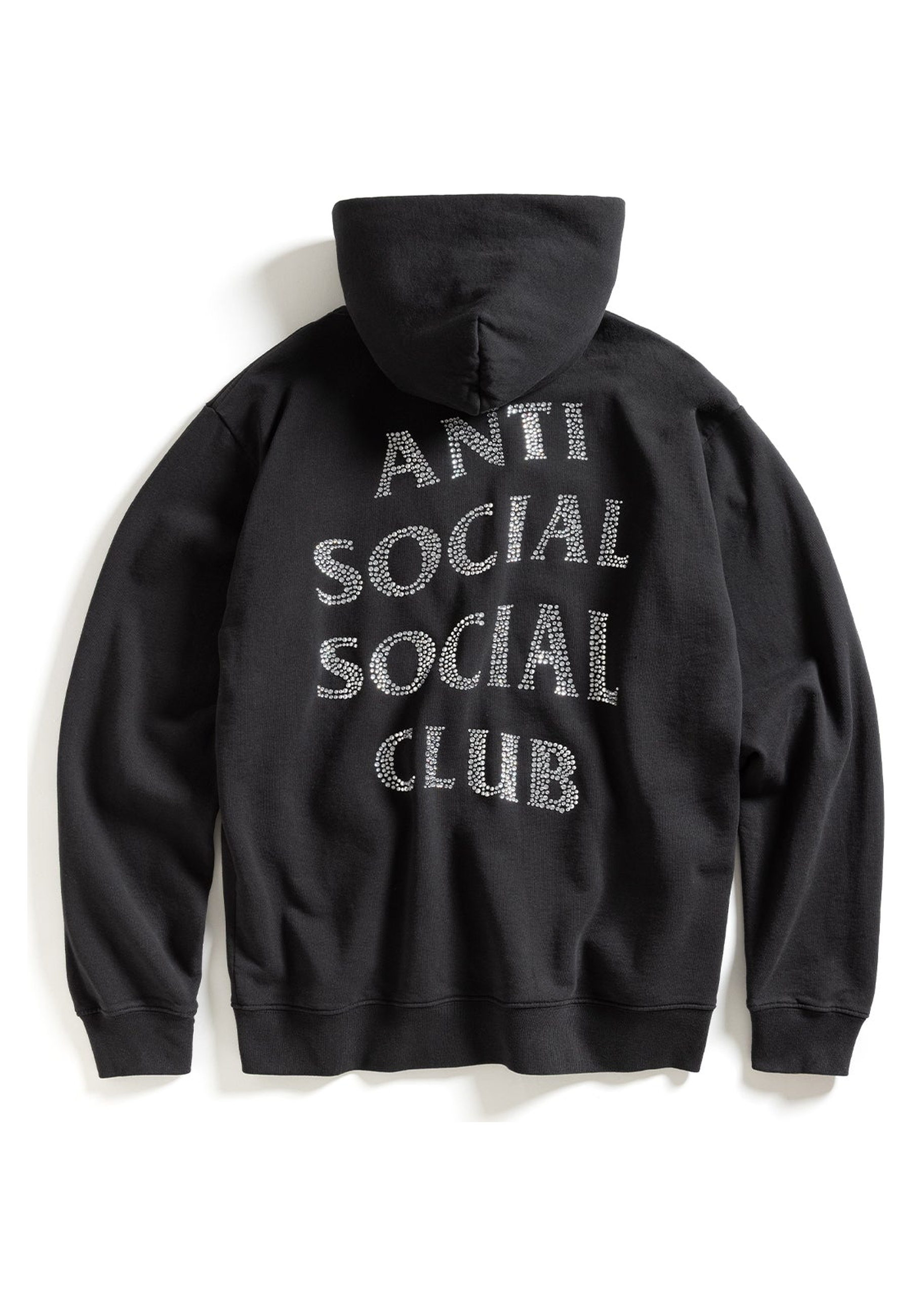 Anti Social Social Club Rhinestone Zip Up Hoodie Black