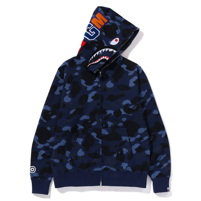 BAPE® A Bathing Ape Color Camo Shark Full Zip Hoody Navy