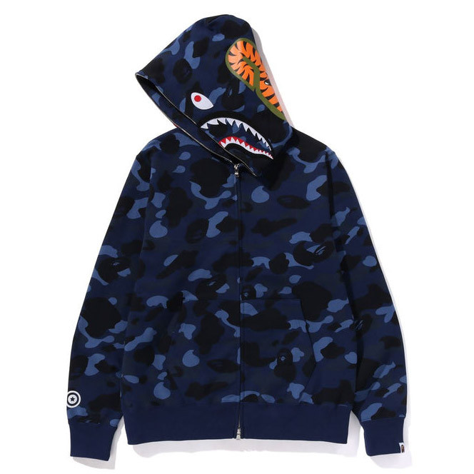 BAPE® A Bathing Ape Color Camo Shark Full Zip Hoody Navy