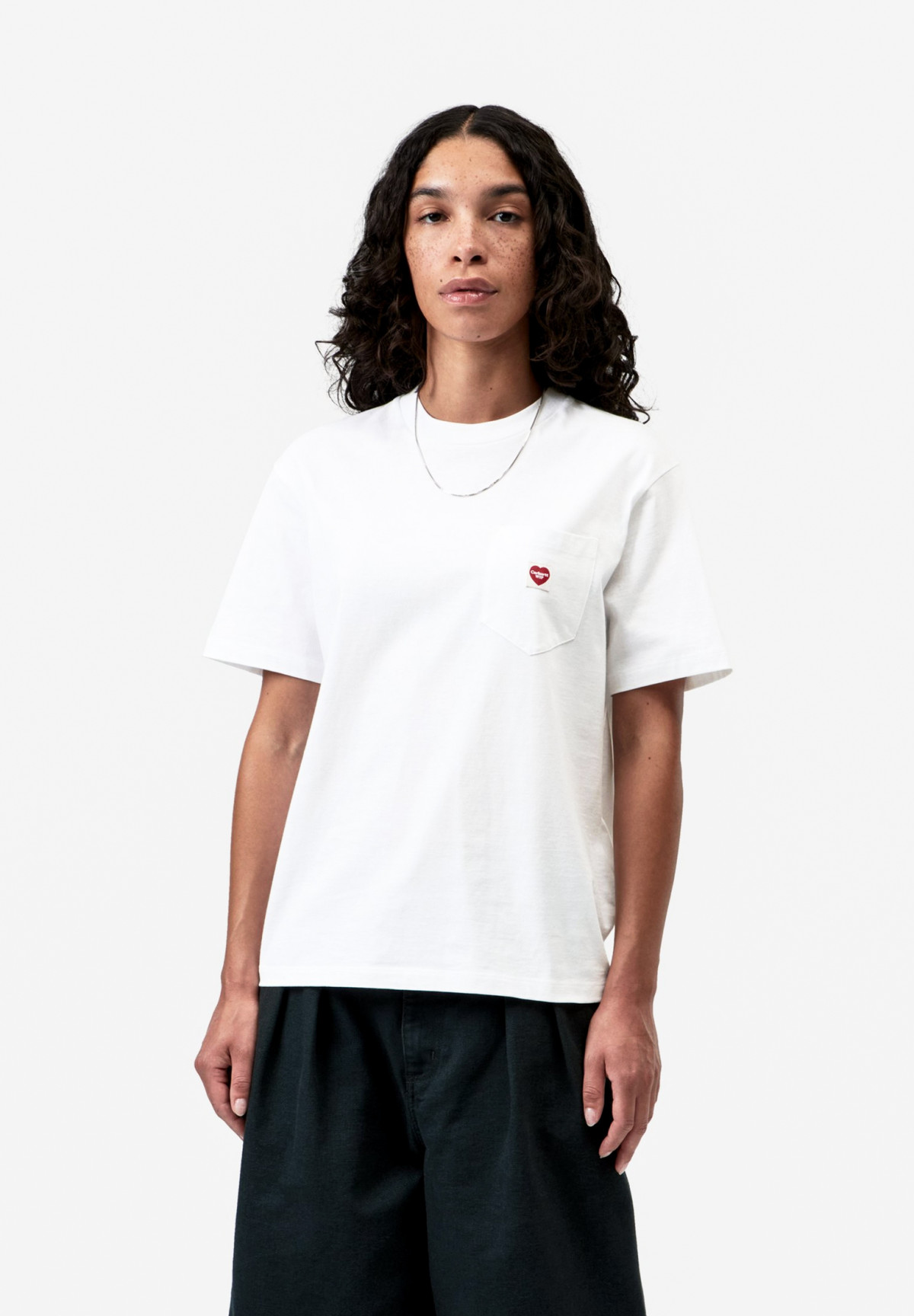 Carhartt WIP W' S/S Pocket Small Heart T-Sh irt White / Red