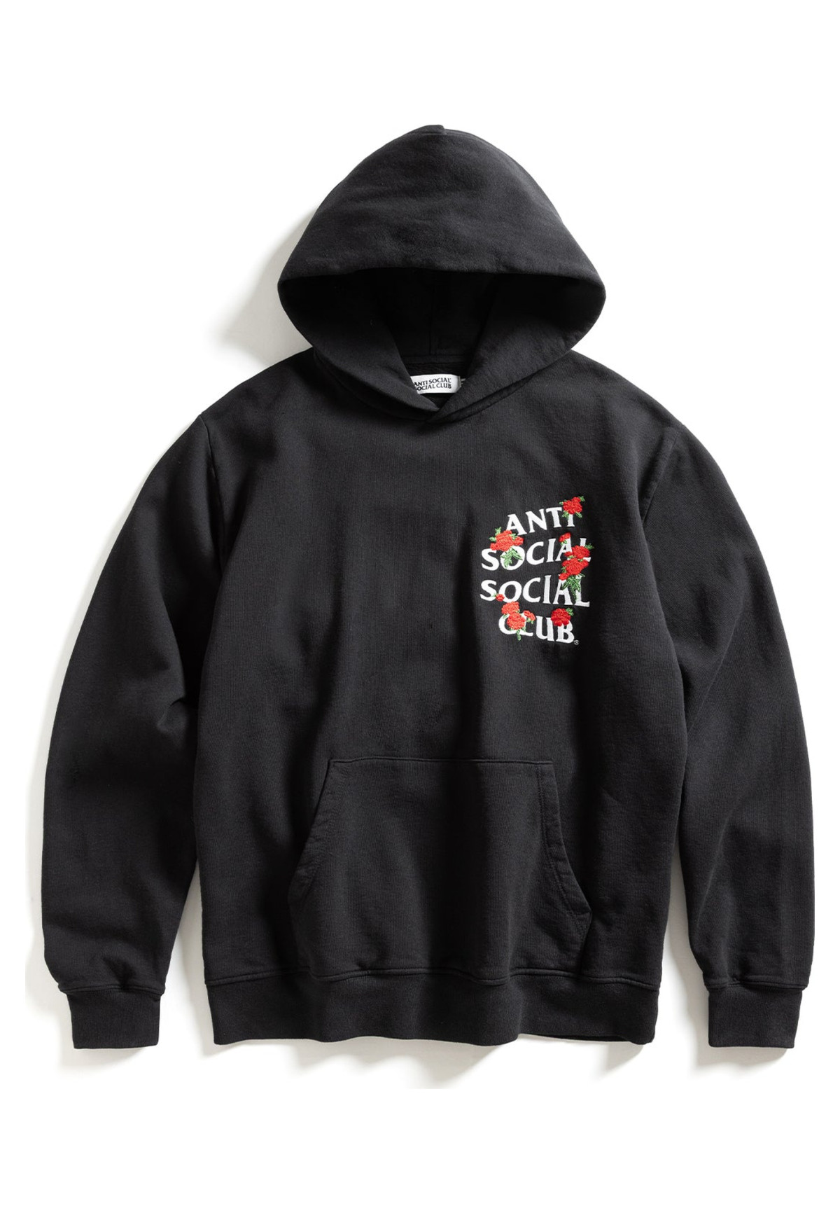 Anti Social Social Club Embroidered Rose Kkotch Hoodie Black