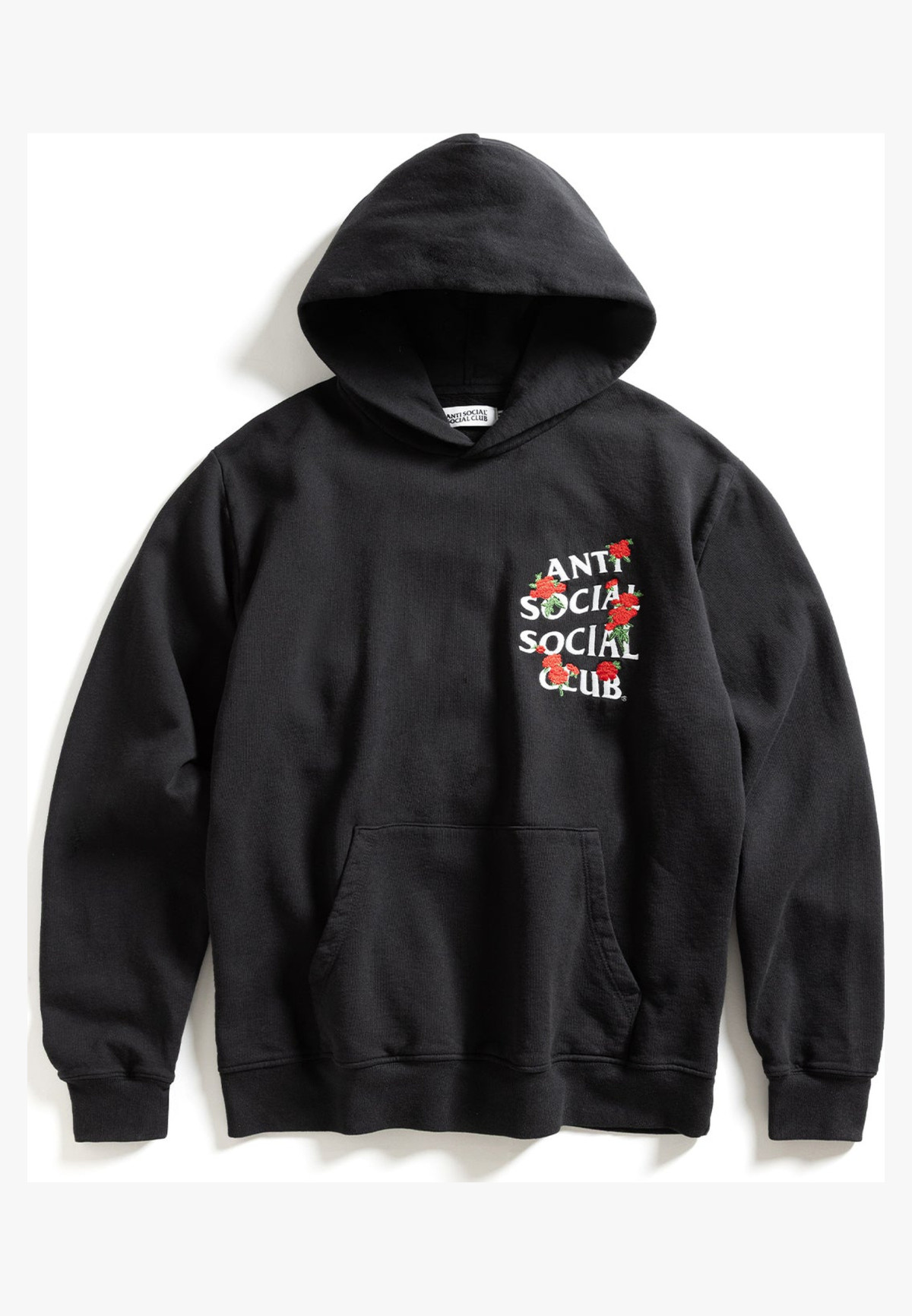 Anti Social Social Club Embroidered Rose Kkotch Hoodie Black