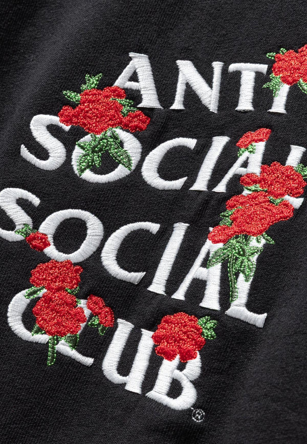 Anti Social Social Club Embroidered Rose Kkotch Hoodie Black