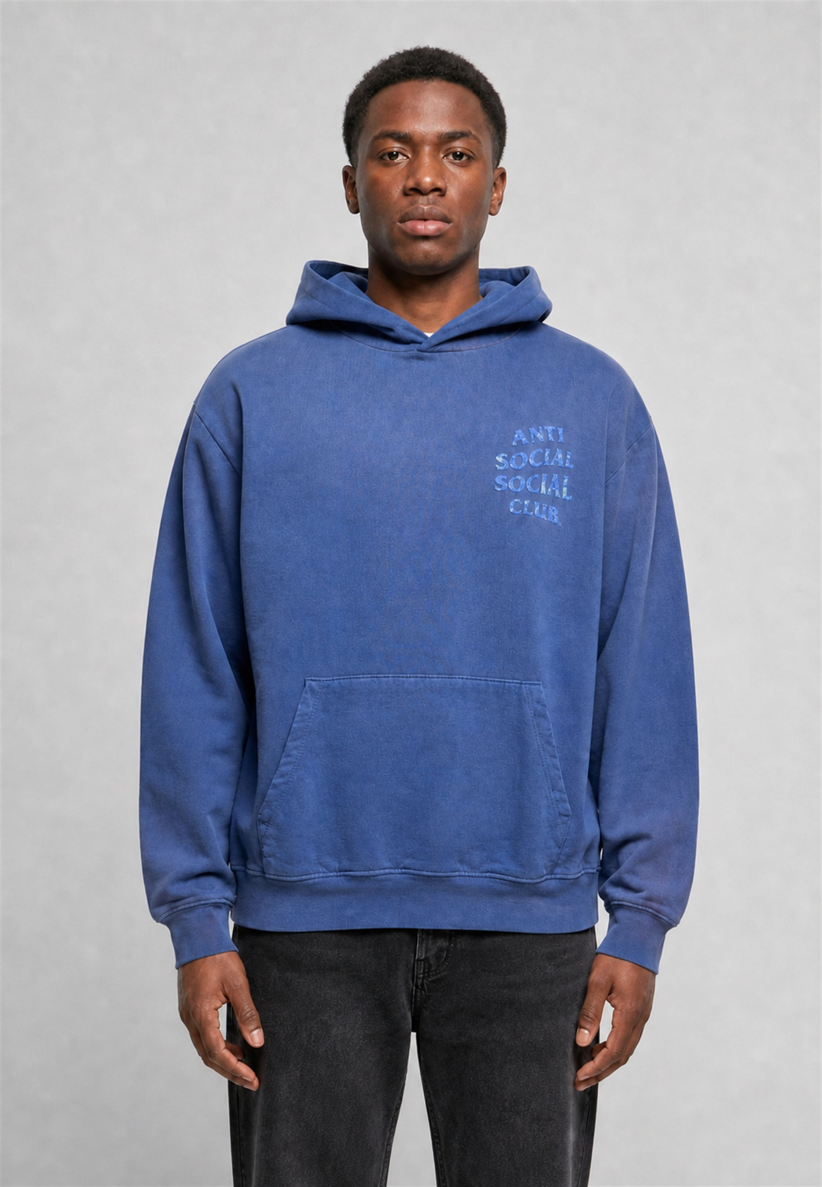 Anti Social Social Club Weathered Mind Games Hoodie Navy - on-model front view