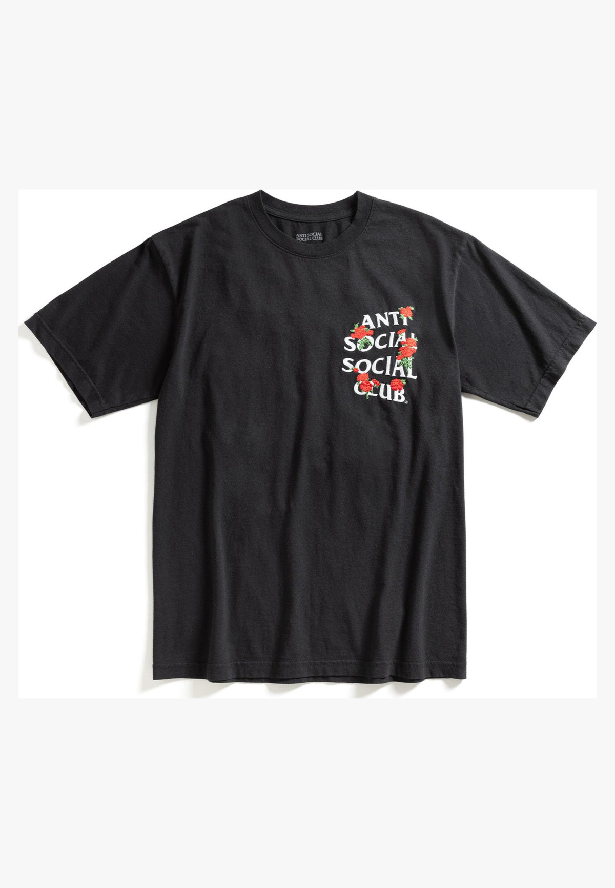 Anti Social Social Club Embroidered Rose Kkotch Tee Black