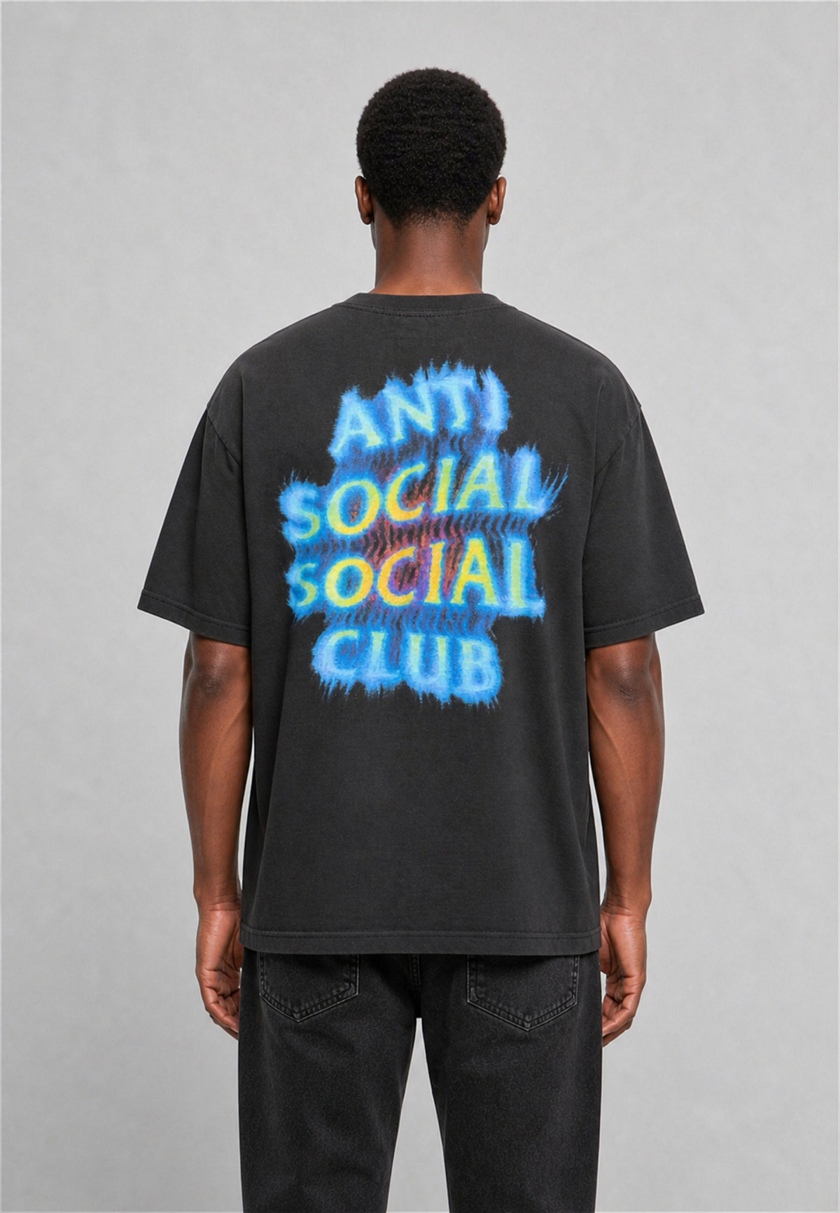 Anti Social Social Club Thermal Tee Black - on-model back view