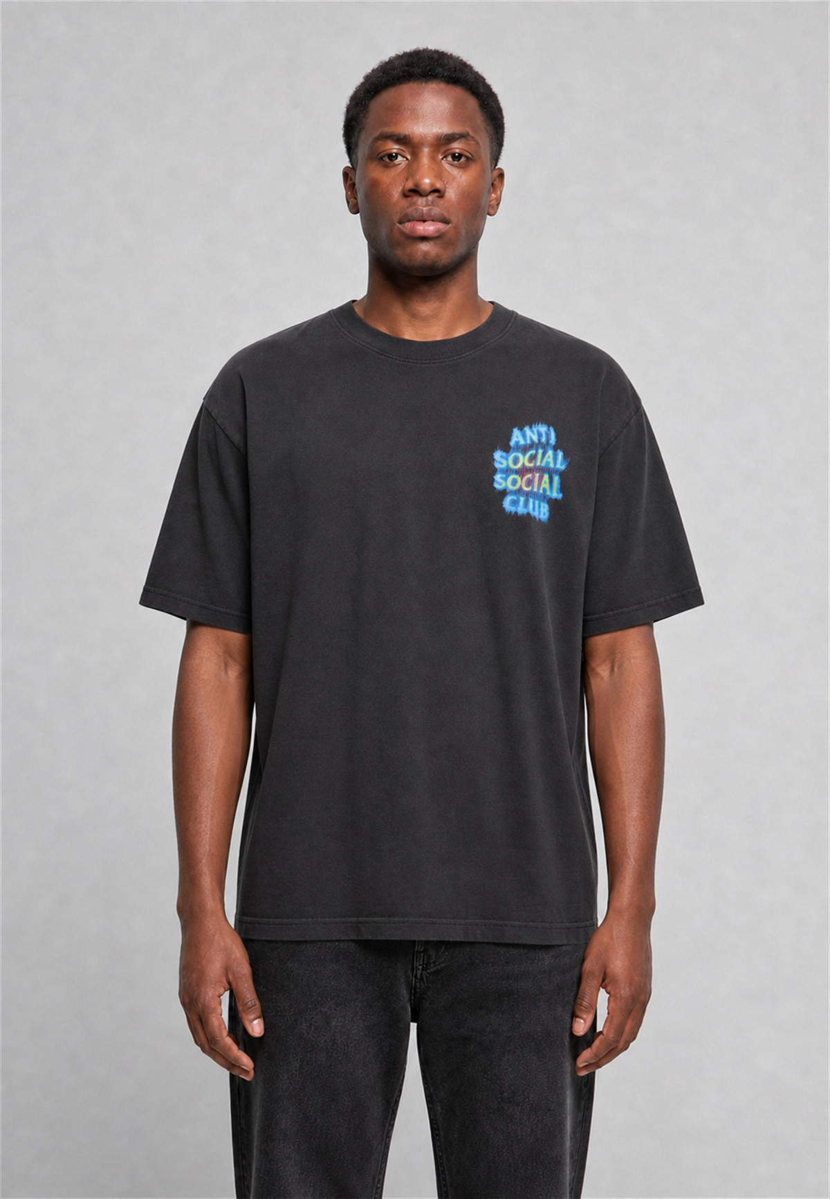Anti Social Social Club Thermal Tee Black - on-model front view