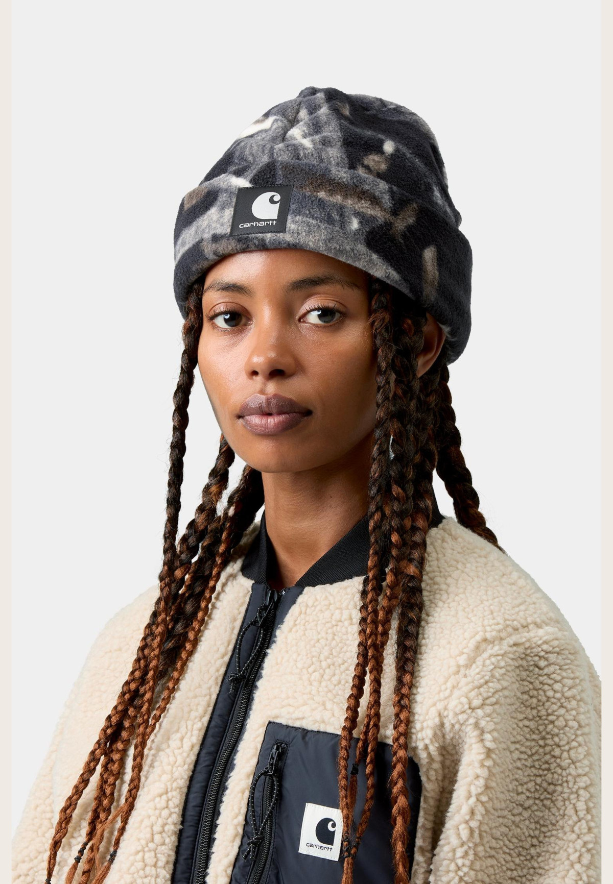 Carhartt WIP Blevin Beanie Camo Feather Tree, Black