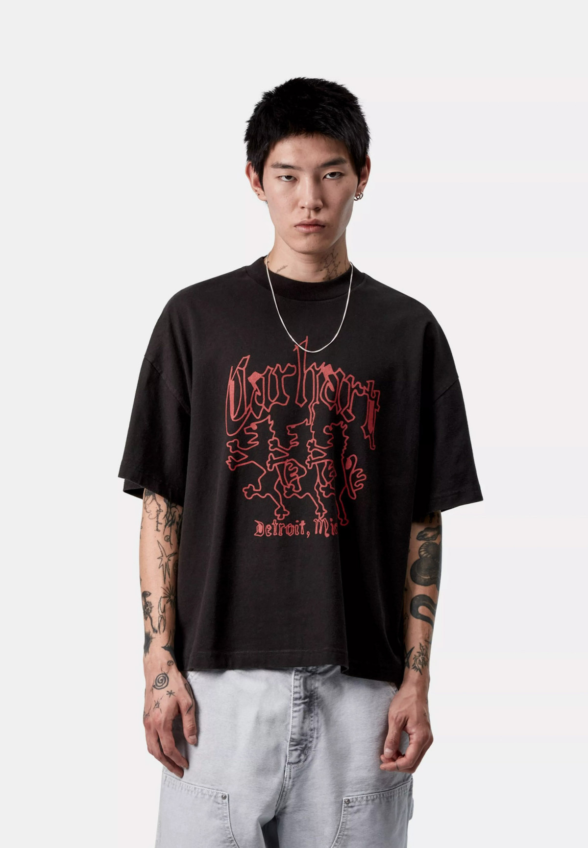 Carhartt WIP S/S Hackwork T-Shirt Black heavy stone wash