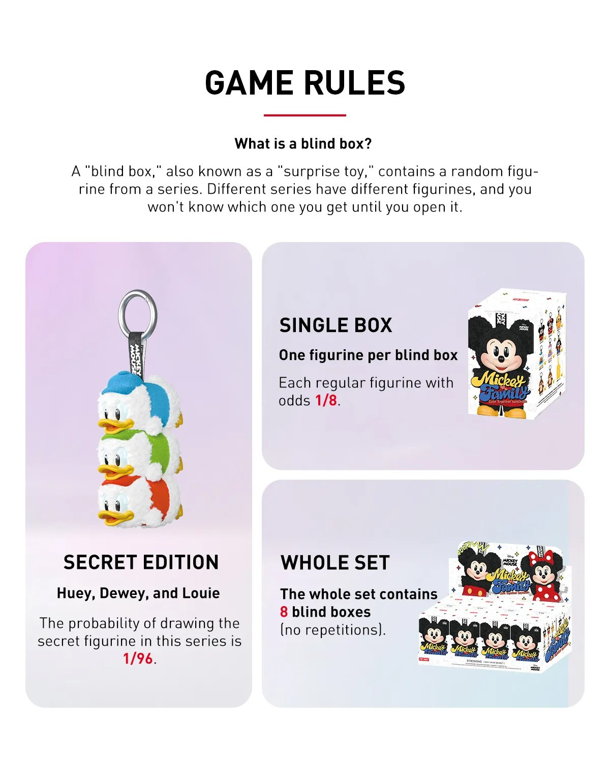 Pop Mart x Mickey Family Cute Together Keychain Series Figures Blind Box