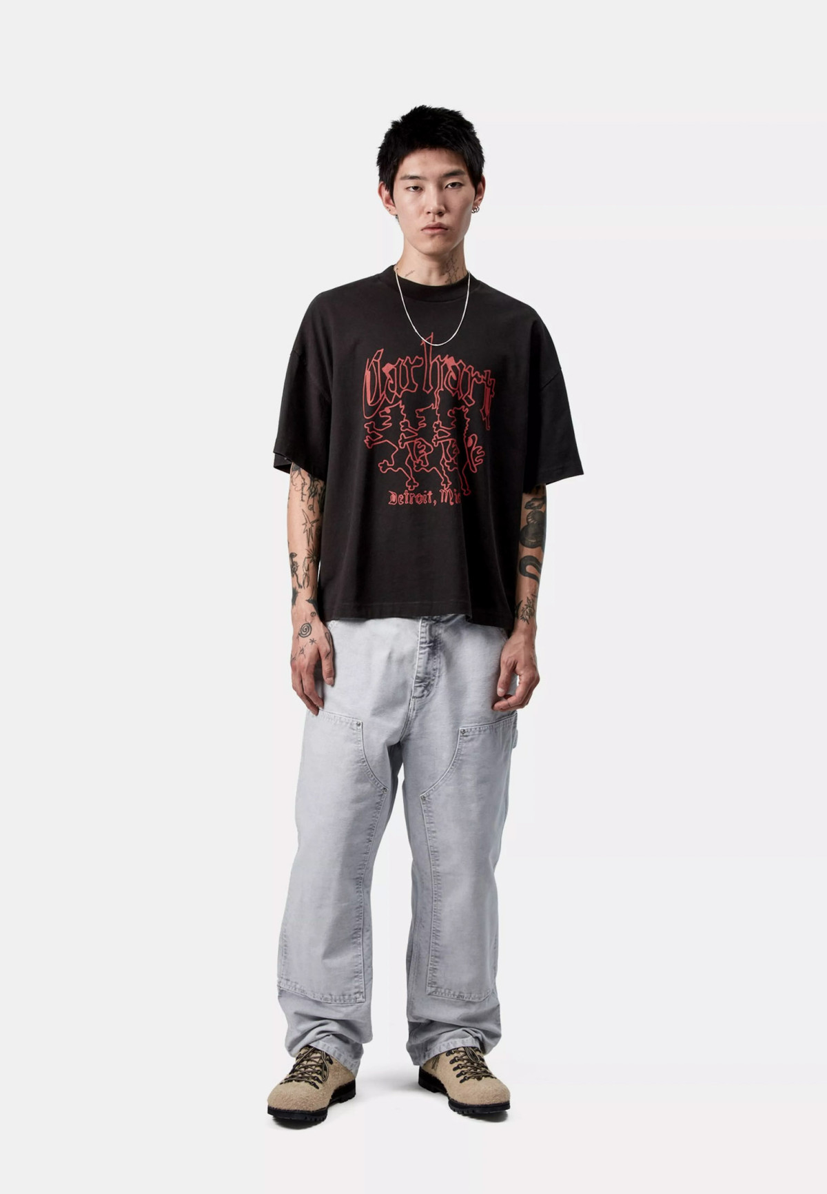 Carhartt WIP S/S Hackwork T-Shirt Black heavy stone wash