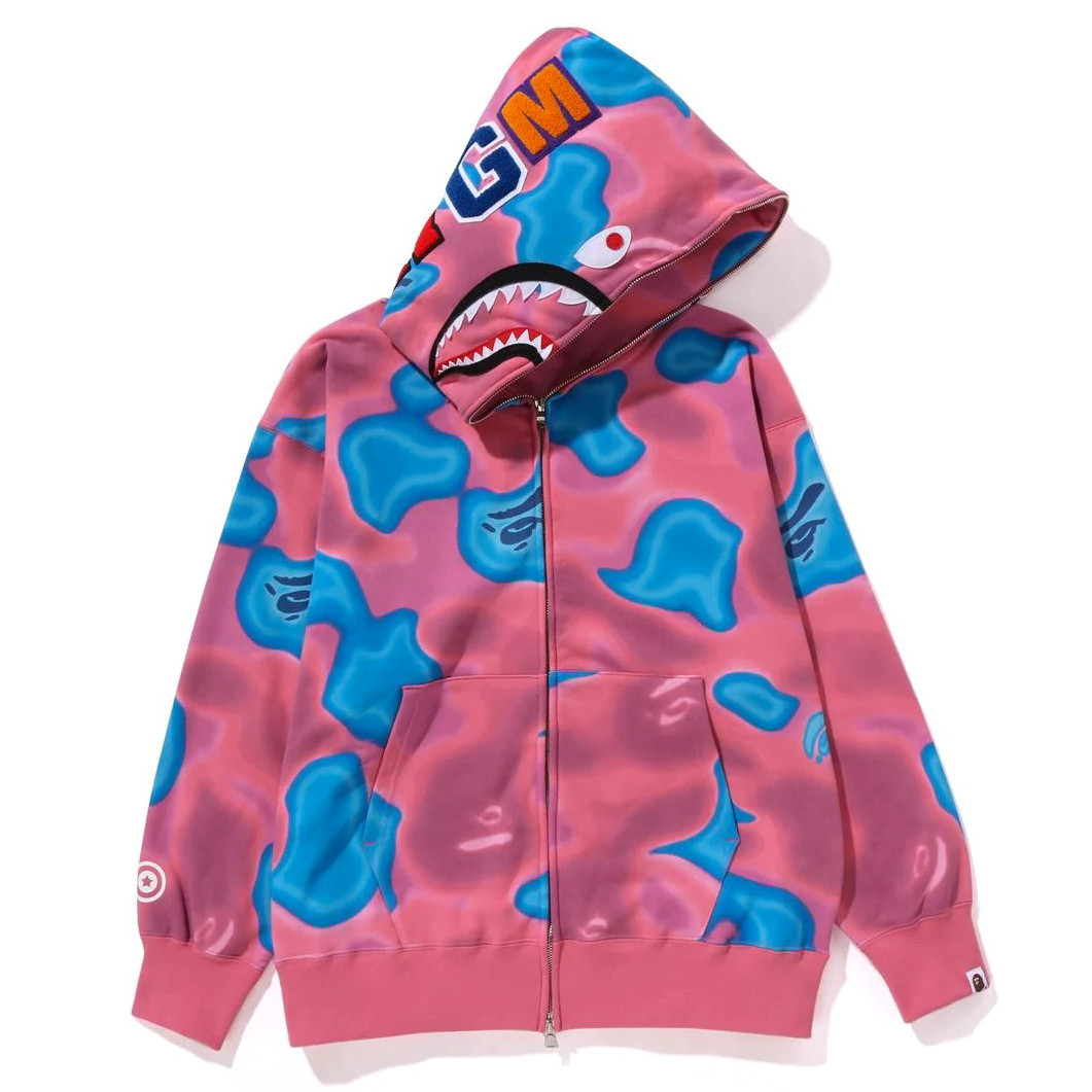 BAPE® Liquid Camo Shark Full Zip Hoodie Pink