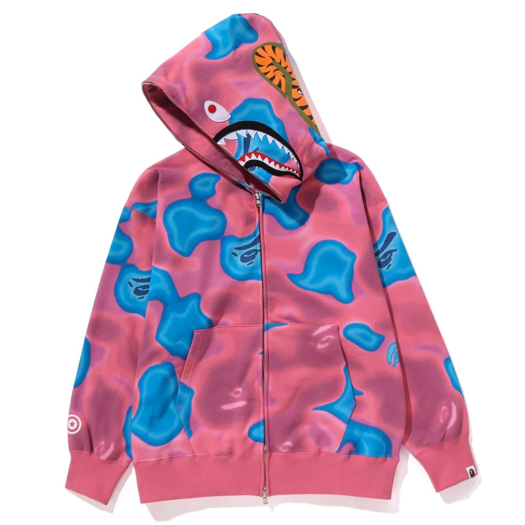 BAPE® Liquid Camo Shark Full Zip Hoodie Pink