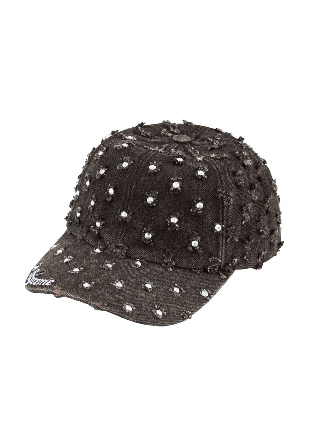 Supreme Rhinestone Hole Punch Denim 6-Panel Black