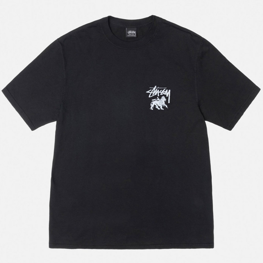 Stussy Rasta Lion Pigment Dyed Tee Black