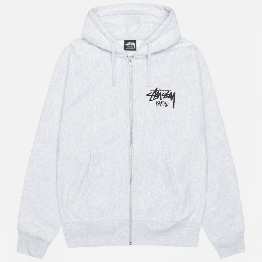 Stussy Stock Paris Zip Hood Ash Heather