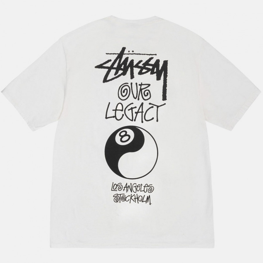 Stussy x Our Legacy 8 Ball Yin Yang Tee Pigment Dyed White