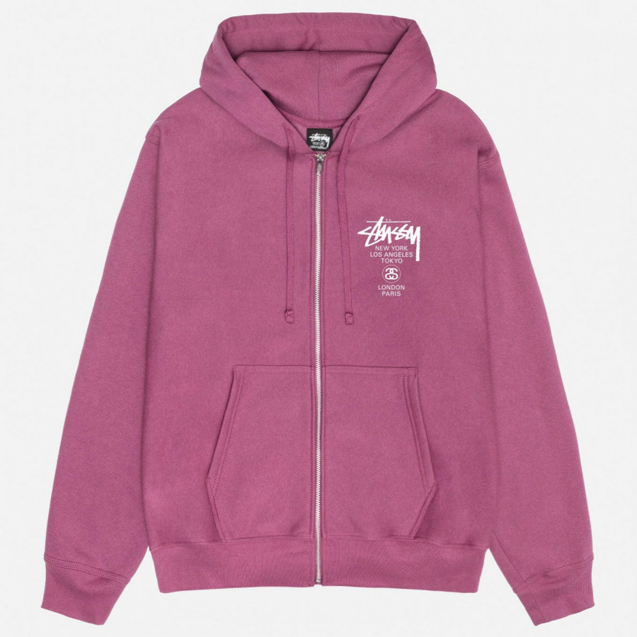 Stussy World Tour Zip Hood Berry