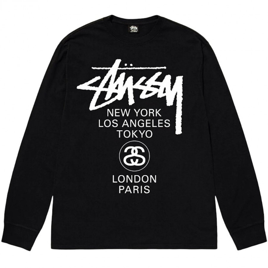 Stussy World Tour LS Tee Black