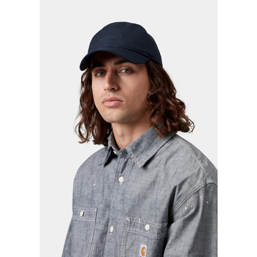 Carhartt WIP Canvas Script Cap Dark Navy / Dark Scarab