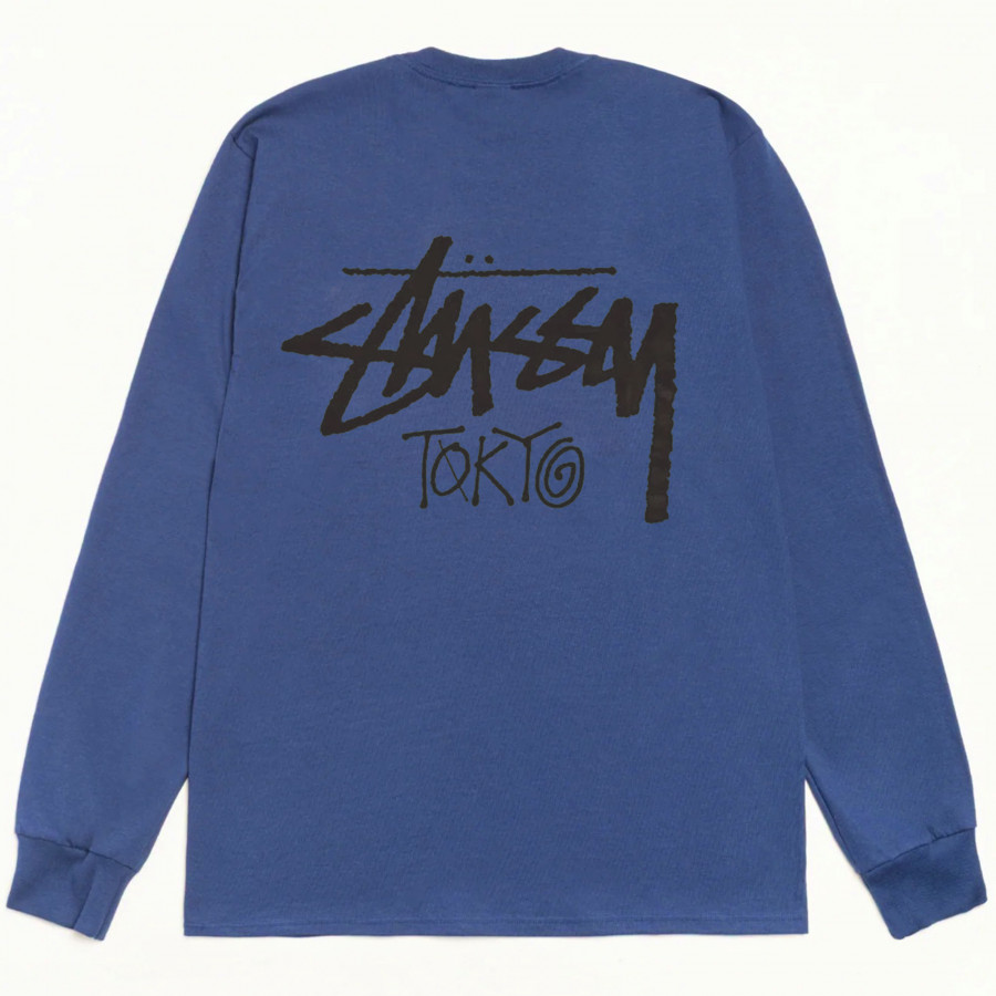 Stussy Stock Tokyo LS Tee Pigment Dyed Indigo