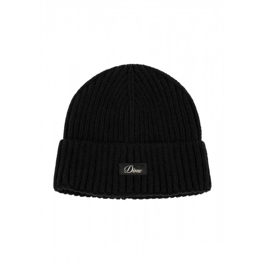 Dime Cursive Rib Beanie Black