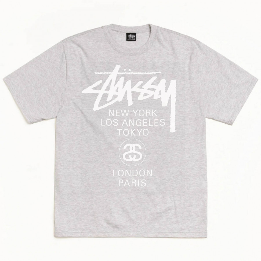 Stussy World Tour Tee Ash Heather