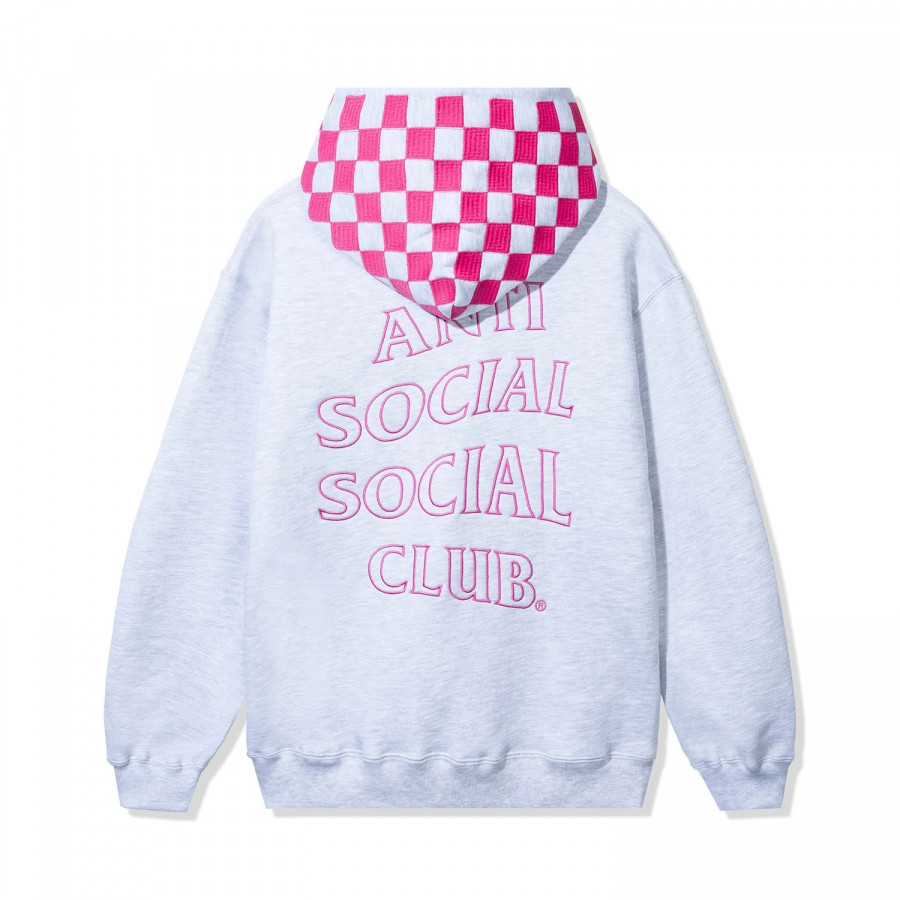 Anti Social Social Club Checkered Flag Hoodie Heather Grey