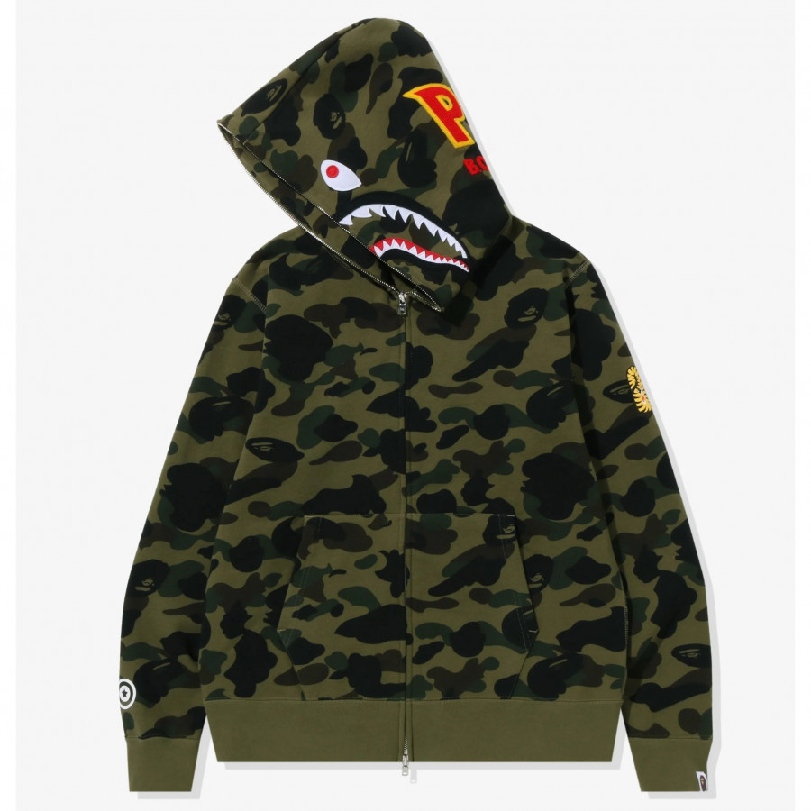 BAPE® A Bathing Ape 1st Camo 2nd Shark Full Zip Hoodie Green