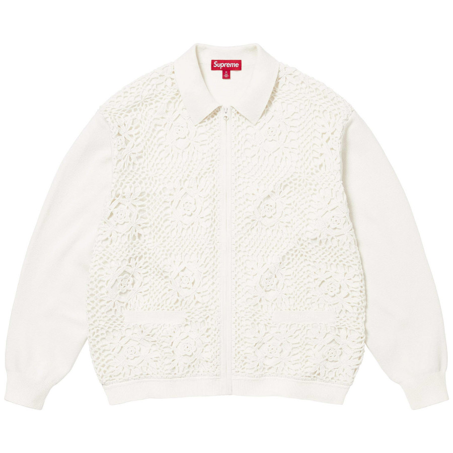Supreme® Crochet Zip Up Cardigan White