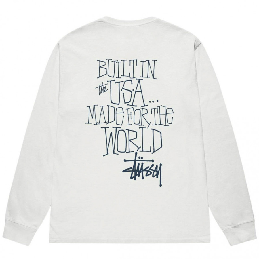 Stussy Built in USA LS Pigment Dyed Tee White