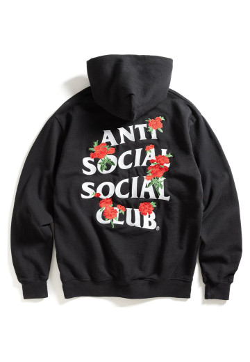 Anti Social Social Club Embroidered Rose Kkotch Hoodie Black
