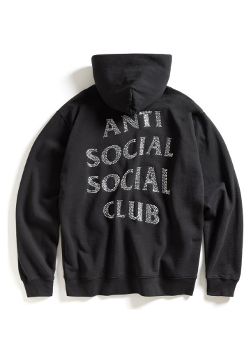Anti Social Social Club Rhinestone Zip Up Hoodie Black