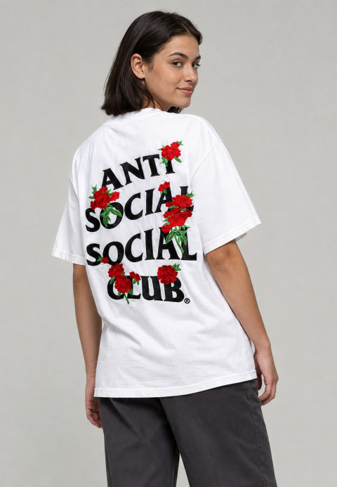 Anti Social Social Club Embroidered Rose Kkotch Tee White