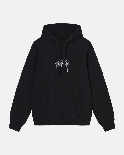 Stussy Stock Logo Applique Hoodie Black