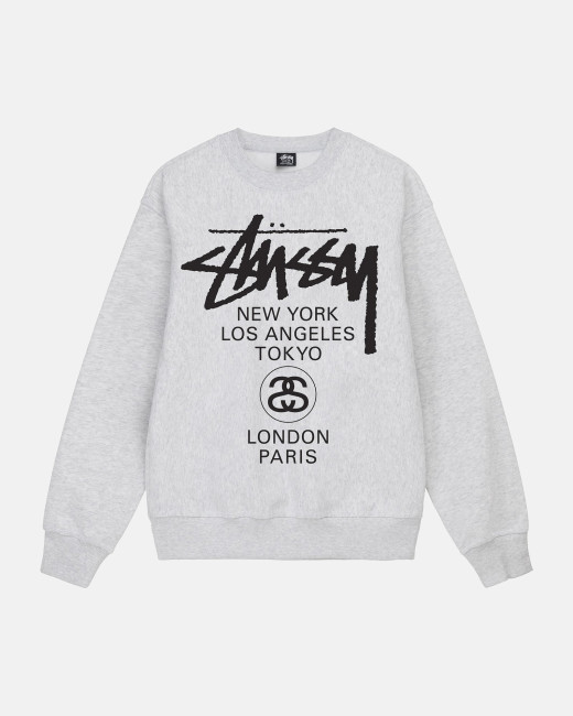 Stussy World Tour Crew Ash Heather