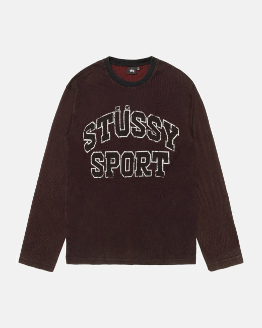Stussy 2 Tone Cotton Mesh LS Crew Black