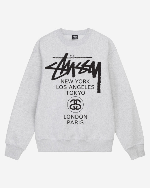 Stussy World Tour Crew Ash Heather