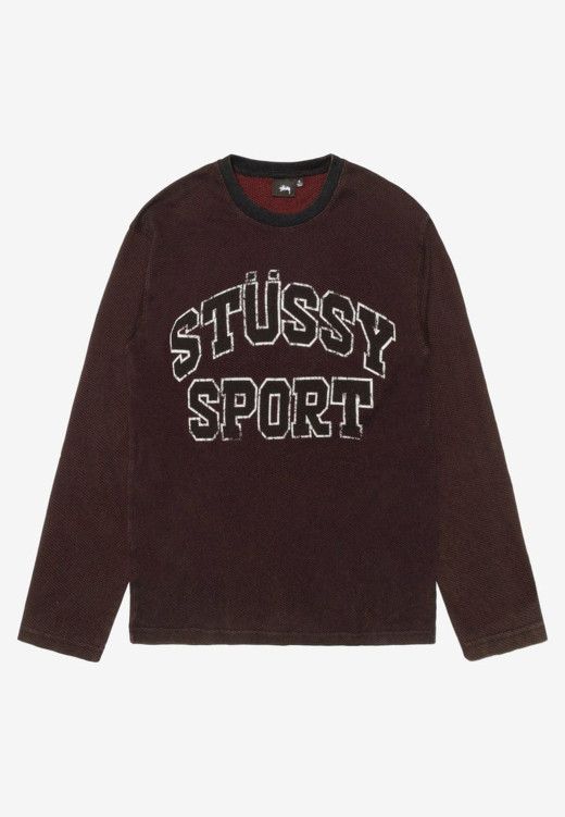 Stussy 2 Tone Cotton Mesh LS Crew Black