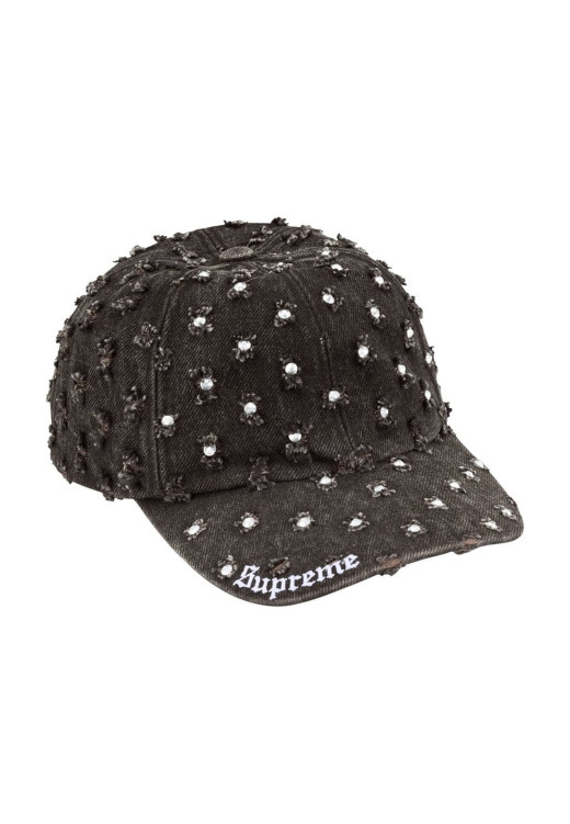 Supreme® Rhinestone Hole Punch Denim 6-Panel Black