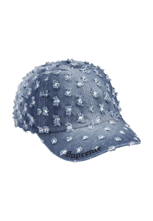 Supreme® Rhinestone Hole Punch Denim 6-Panel Washed Indigo