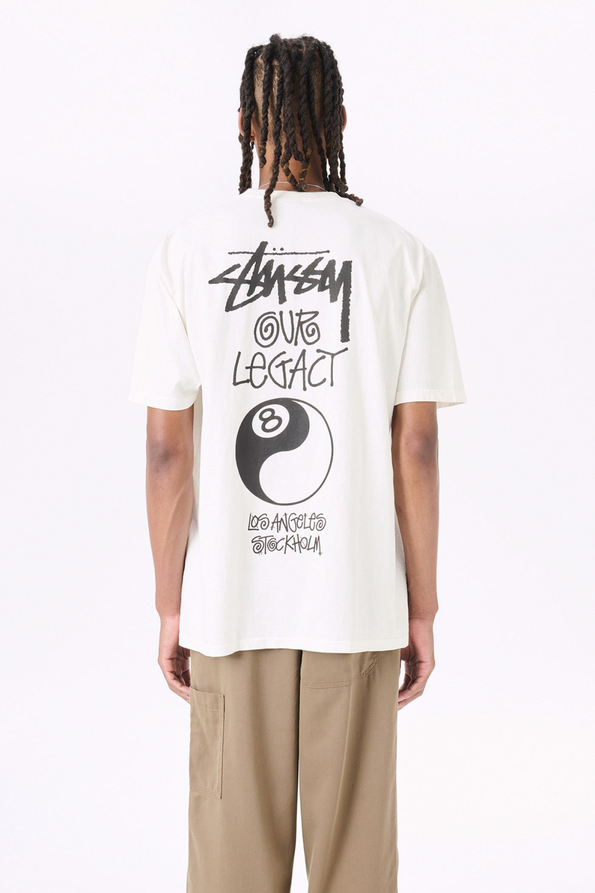 Stussy x Our Legacy 8 Ball Yin Yang Tee Pigment Dyed White