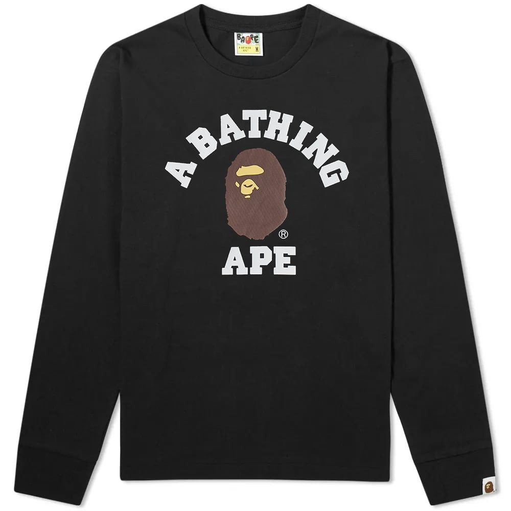 BAPE® Long Sleeve College Tee Black