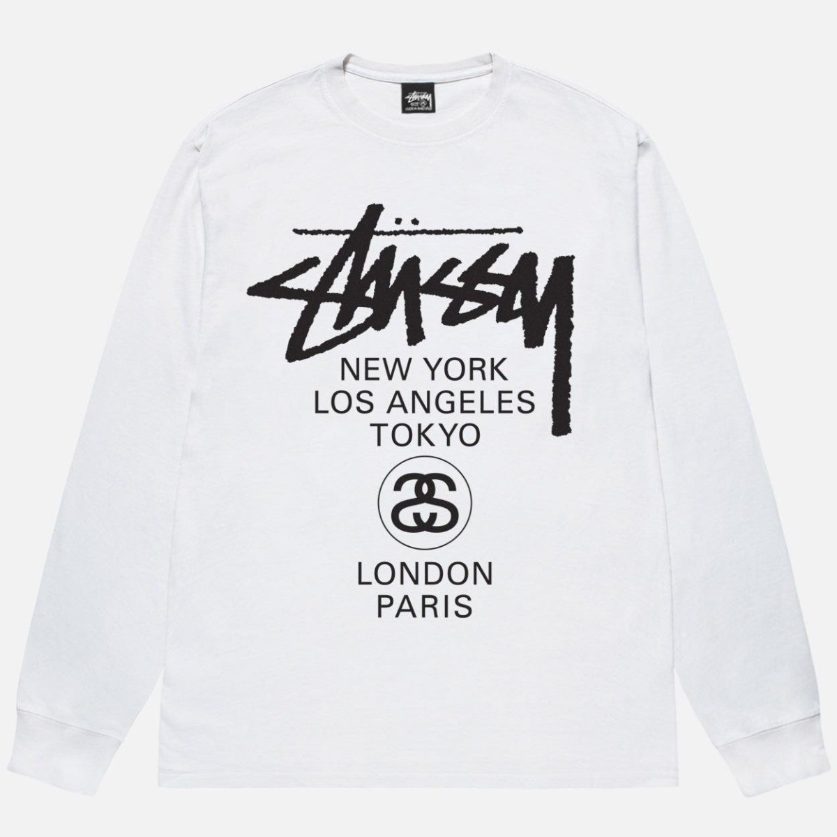 Stussy World Tour LS Tee White