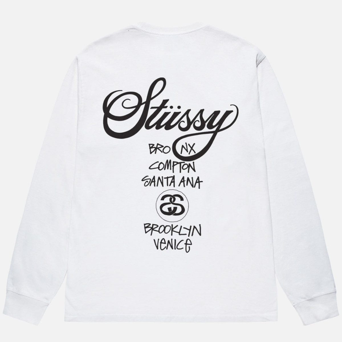 Stussy World Tour LS Tee White