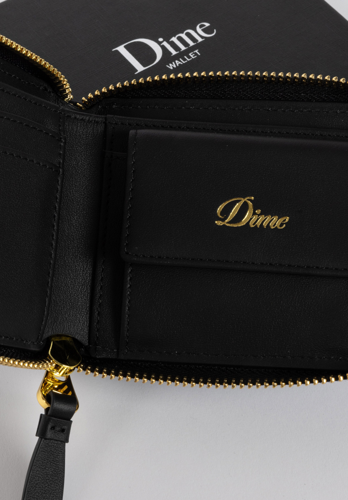 Dime Cursive Zip Wallet Black