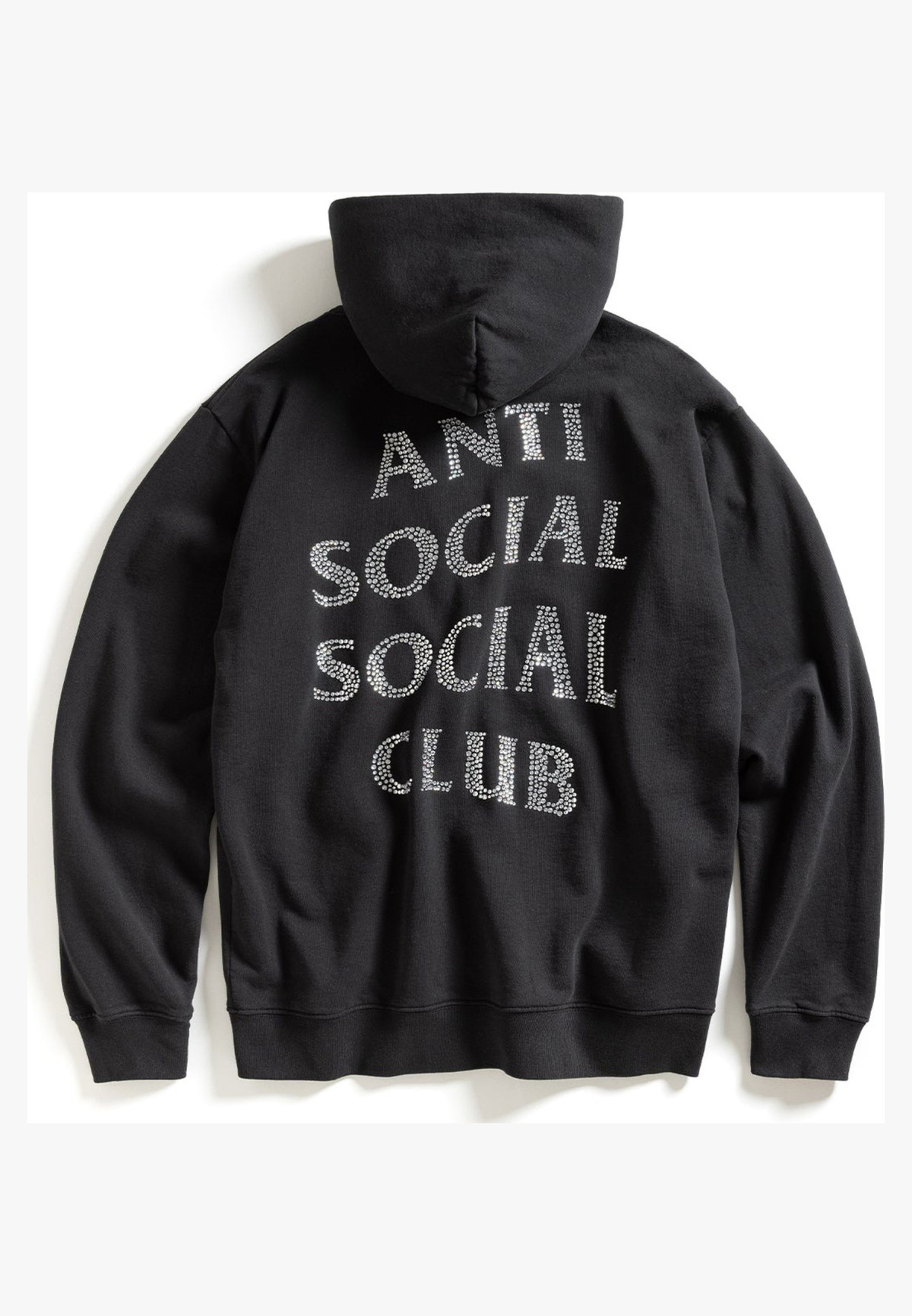 Anti Social Social Club Rhinestone Zip Up Hoodie Black