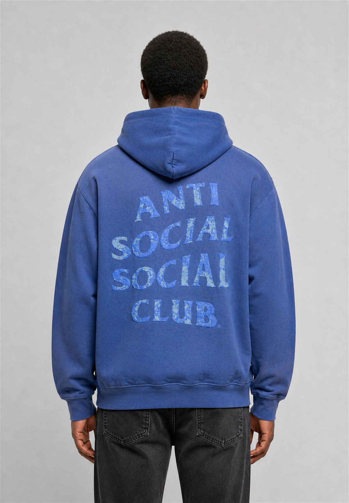 Anti Social Social Club Weathered Mind Games Hoodie Navy - on-model back view