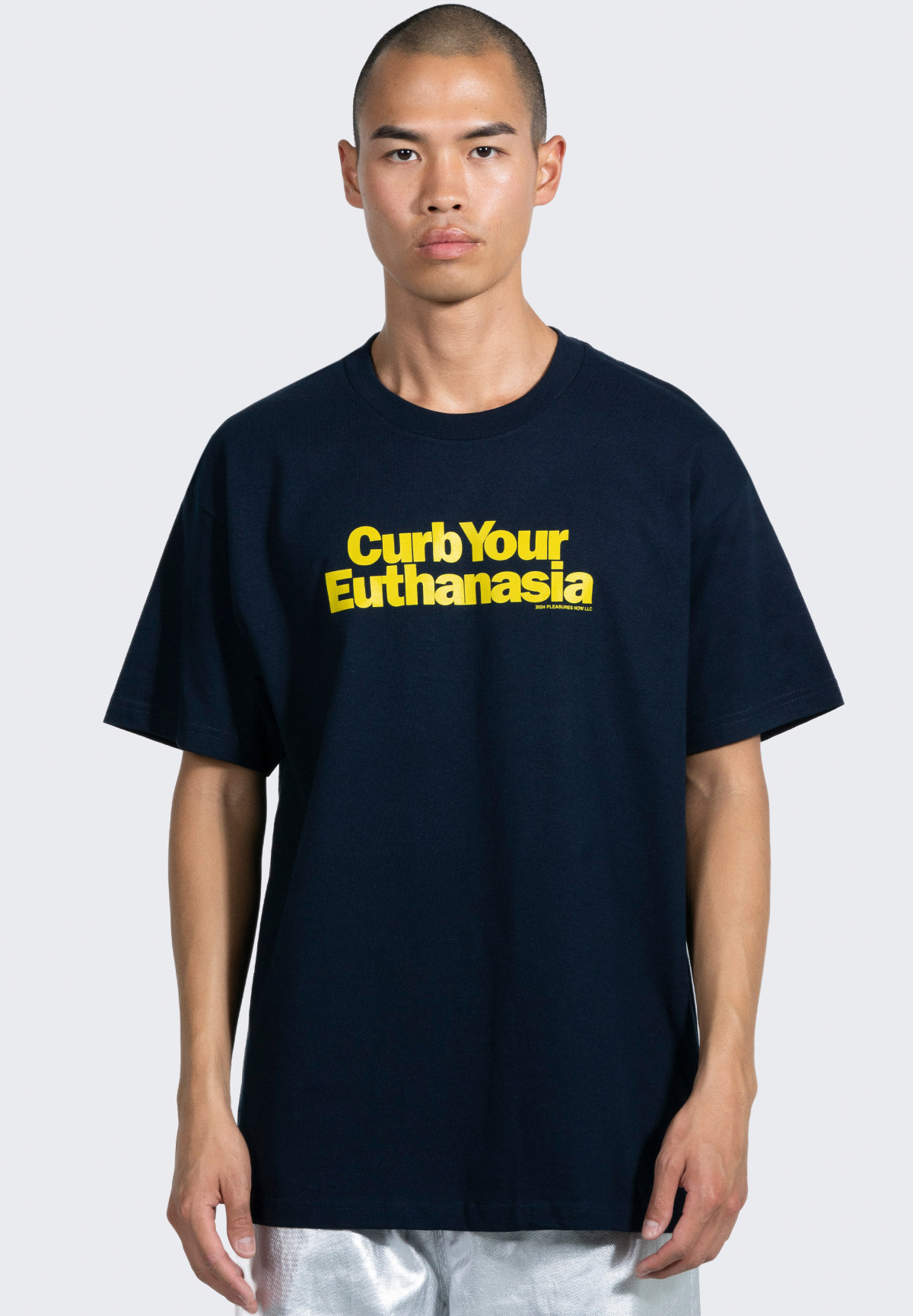 Pleasures Curb Your Euthanasia T-Shirt Navy